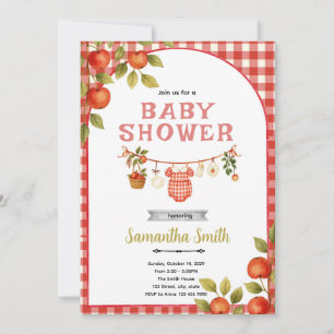 Invitación a la fiesta de baby shower de manzana