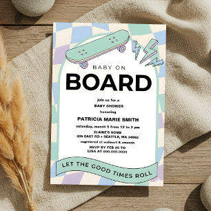 Invitación a la fiesta de Baby Shower de monopatín