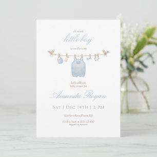 Invitación a la fiesta de baby shower de niño pequ
