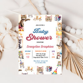 Invitación a la fiesta de Baby Shower de un gato k