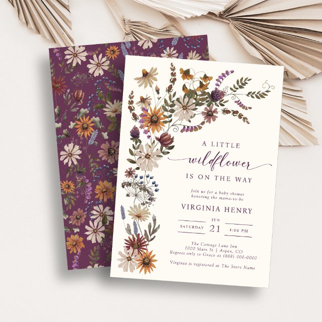 Invitación a la Fiesta de Baby Shower de una Peque (A Little Wildflower Baby Shower Invitation
)