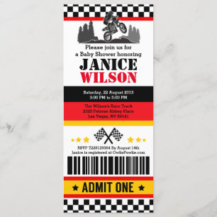 Invitación a la fiesta de Baby Shower Dirt Bike Ti