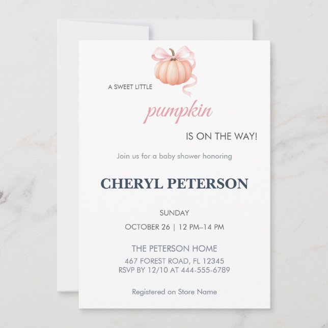 Invitación a la Fiesta de Baby Shower "Dulce Peque (Anverso)