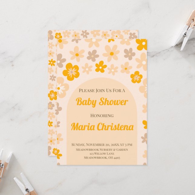 Invitación a la Fiesta de Baby Shower Flor de Prad (Anverso/Reverso In Situ)