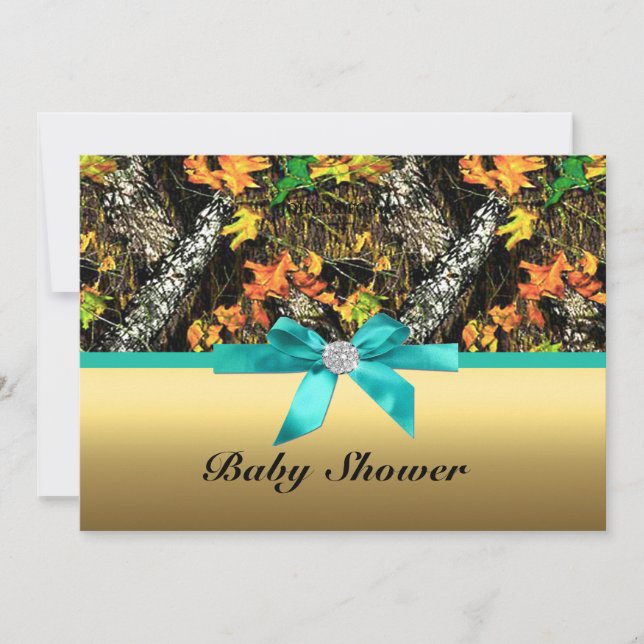 Invitación a la fiesta de Baby Shower Gold Bow Cam (Anverso)