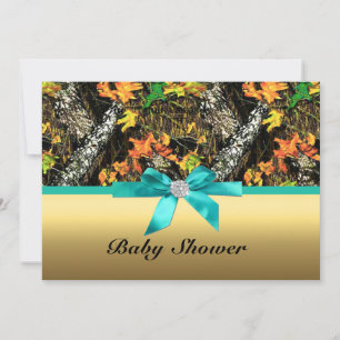 Invitación a la fiesta de Baby Shower Gold Bow Cam