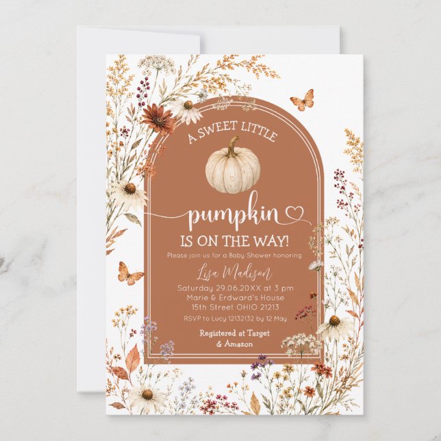Invitación a la Fiesta de Baby Shower Otoño Dulce  (Anverso)