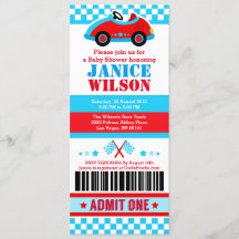 Invitación a la fiesta de Baby Shower Race Car Tic