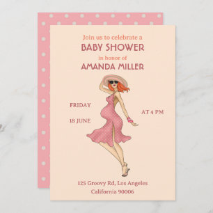 Invitación a la fiesta de Baby Shower Retro Mommy 