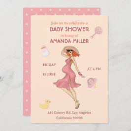 Invitación a la fiesta de Baby Shower Retro Mommy