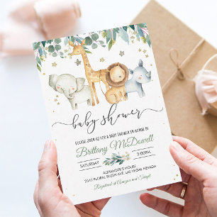Invitación a la Fiesta de Baby Shower Safari Chico