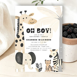 Invitación a la Fiesta de Baby Shower Safari Oh Bo