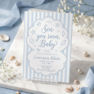 Invitación a la fiesta de baby shower Sea You Soon