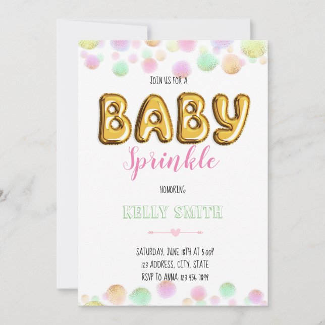 invitación a la fiesta de baby sprinkle (Anverso)