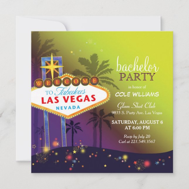 Invitación a la fiesta de Bachelor de Las Vegas (Anverso)