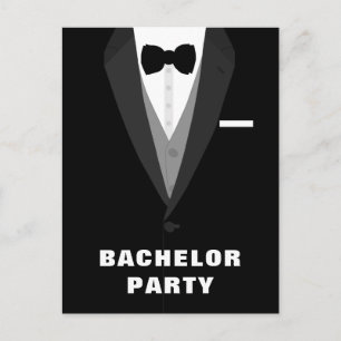 Invitación a la fiesta de Bachelor en Tuxedo Negro