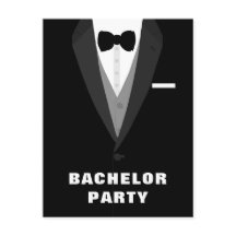 Invitación a la fiesta de Bachelor en Tuxedo Negro