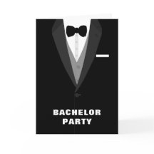 Invitación a la fiesta de Bachelor en Tuxedo Negro