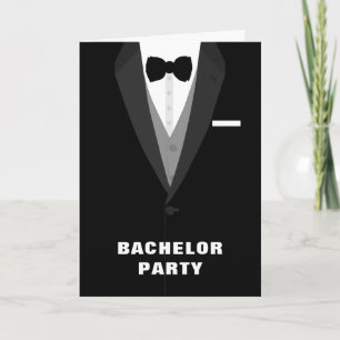 Invitación a la fiesta de Bachelor en Tuxedo Negro