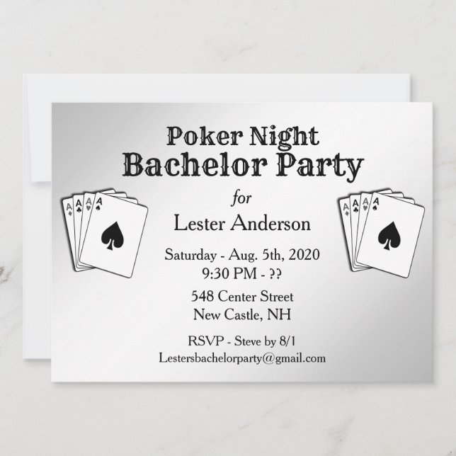 Invitación a la fiesta de Bachelor Fiesta de Poker (Anverso)
