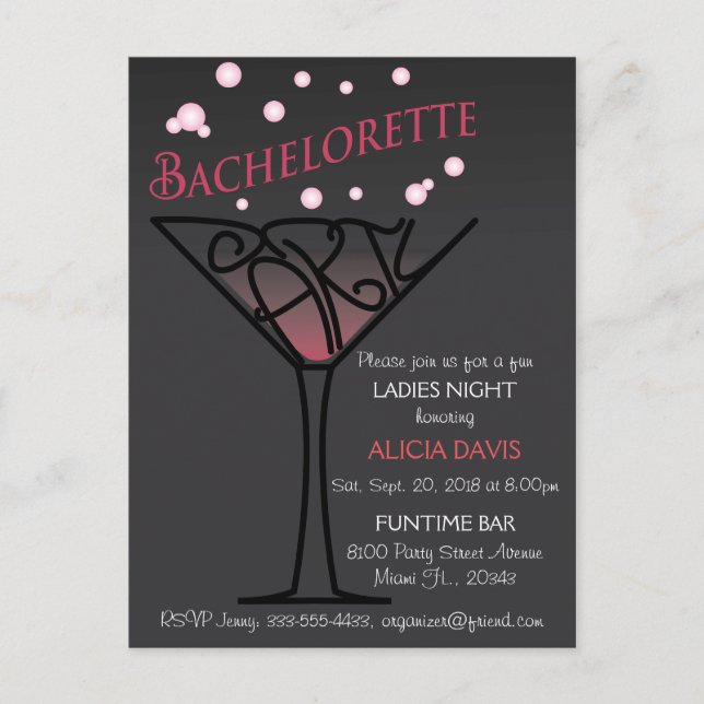 Invitación a la fiesta de Bachelorette (Anverso)