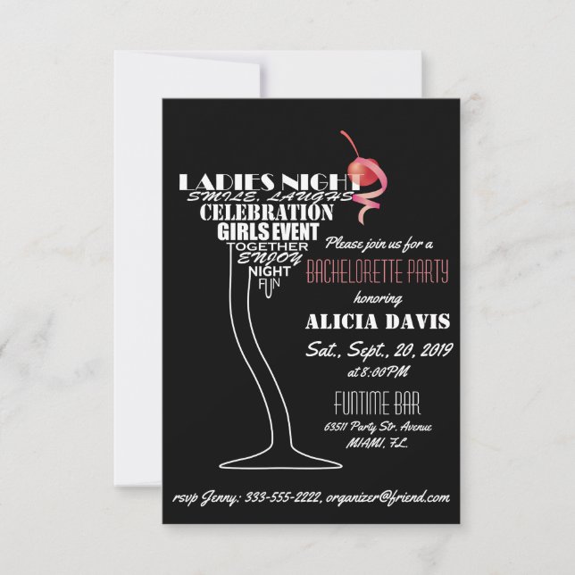 Invitación a la fiesta de Bachelorette (Anverso)