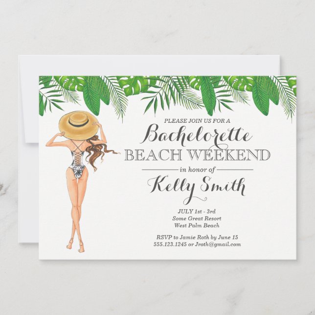 Invitación a la fiesta de Bachelorette Beach (Anverso)