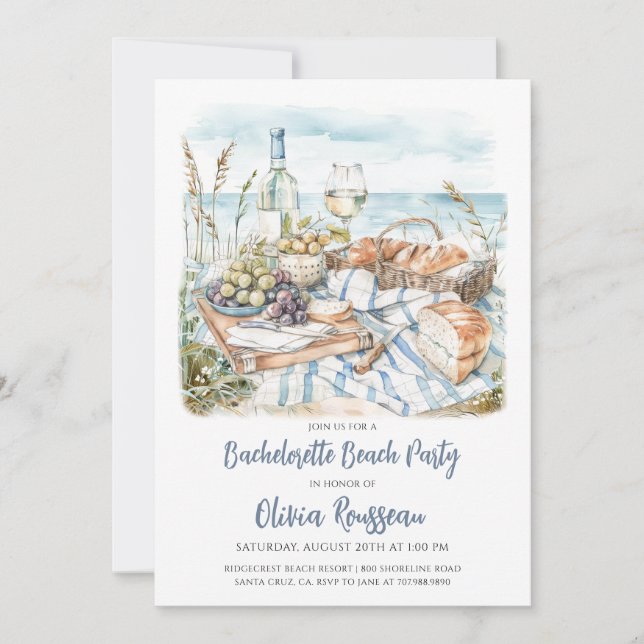 Invitación a la fiesta de Bachelorette Beach (Anverso)