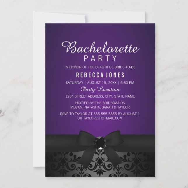 Invitación a la fiesta de Bachelorette Black & Pur (Anverso)