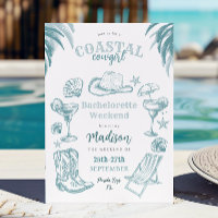 Invitación a la fiesta de Bachelorette Coastal Cow