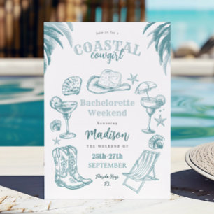 Invitación a la fiesta de Bachelorette Coastal Cow