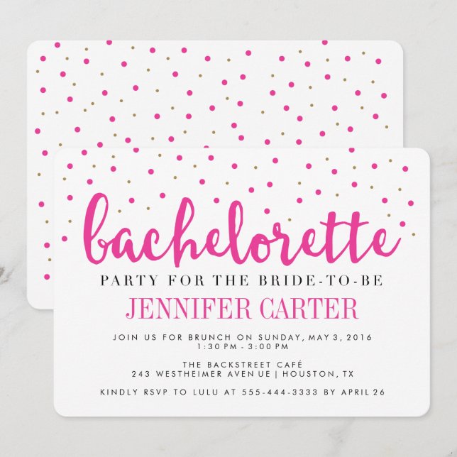 Invitación a la fiesta de Bachelorette con puntos  (Anverso / Reverso)