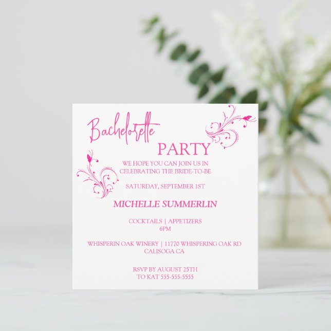 Invitación a la fiesta de Bachelorette de la Flora (Anverso de pie)