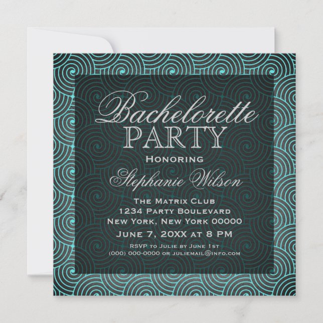 Invitación a la Fiesta de Bachelorette de Mod Swir (Anverso)