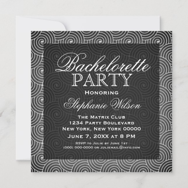 Invitación a la fiesta de Bachelorette de Mod Swir (Anverso)
