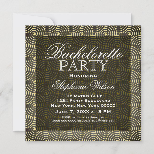Invitación a la fiesta de Bachelorette de Mod Swir (Anverso)