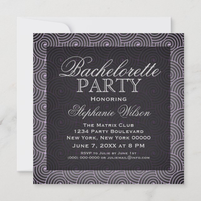Invitación a la fiesta de Bachelorette de Mod Swir (Anverso)