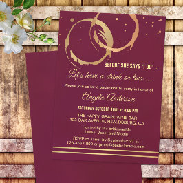 Invitación a la Fiesta de Bachelorette de Oro de M