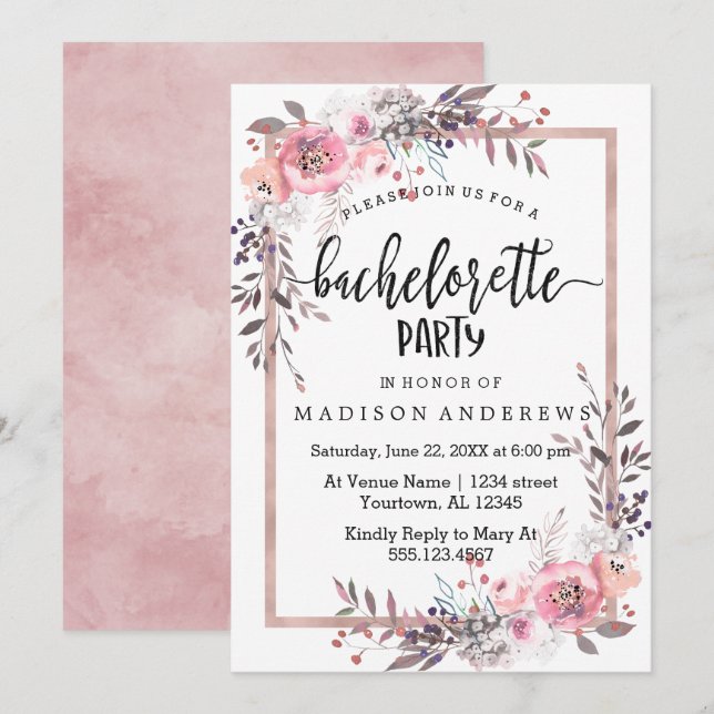 Invitación a la fiesta de Bachelorette de Oro de R (Anverso / Reverso)