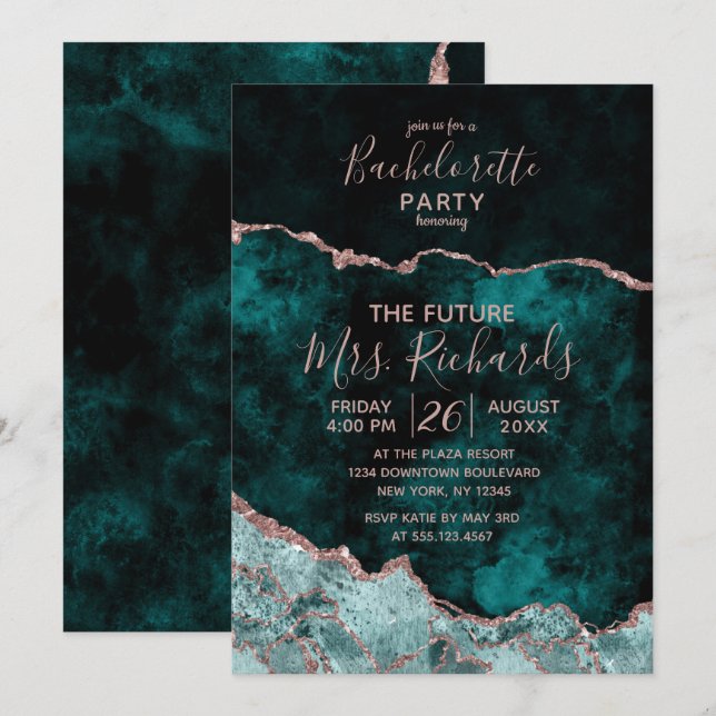 Invitación a la Fiesta de Bachelorette de Oro Peac (Anverso / Reverso)