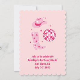Invitación a la fiesta de Bachelorette de Pink Dis