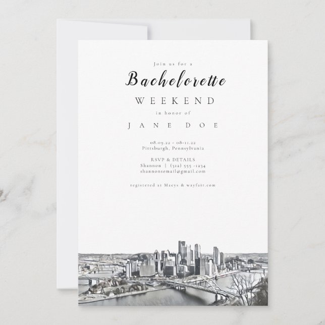 Invitación a la fiesta de Bachelorette de Pittsbur (Anverso)
