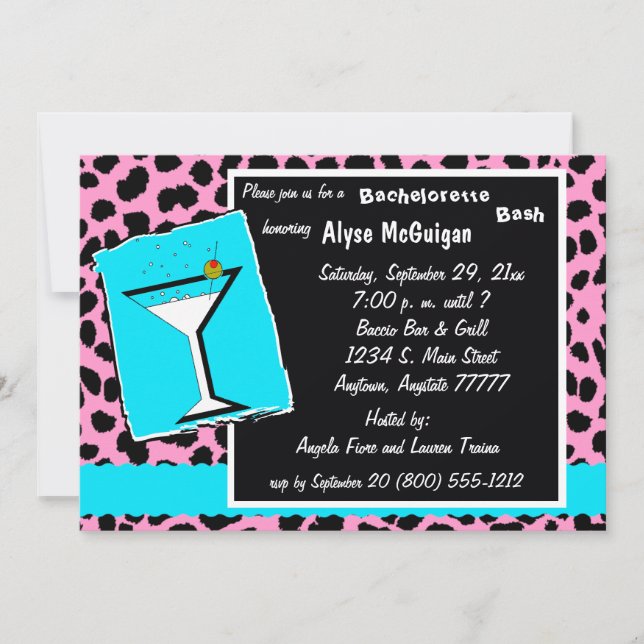 Invitación a la fiesta de Bachelorette del Leopard (Anverso)