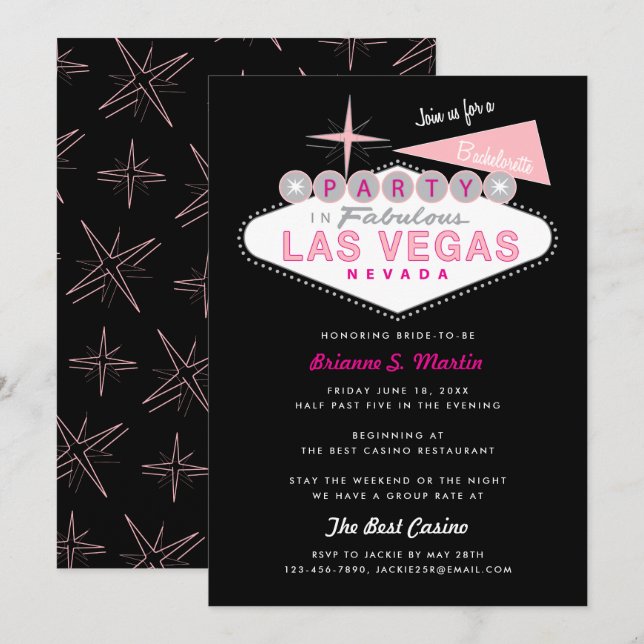 Invitación a la fiesta de Bachelorette del Rótulo  (Anverso / Reverso)