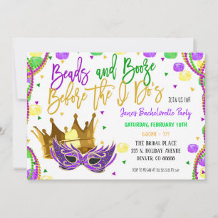 Invitación a la fiesta de Bachelorette Mardi Gras