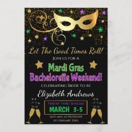 Invitación a la fiesta de Bachelorette Mardi Gras