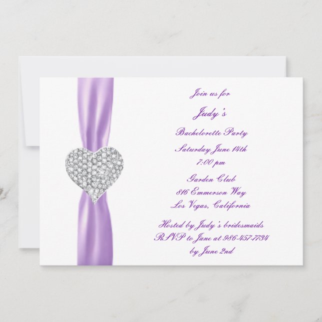 Invitación a la fiesta de Bachelorette Morada del  (Anverso)
