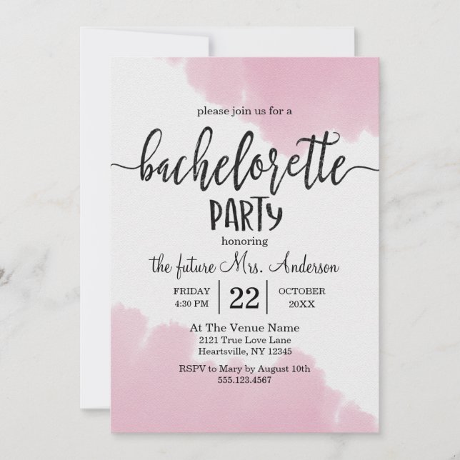 Invitación a la fiesta de Bachelorette Paint de Ru (Anverso)