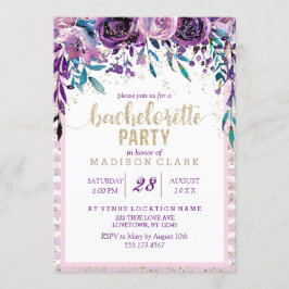 Invitación a la fiesta de Bachelorette Purple Flor