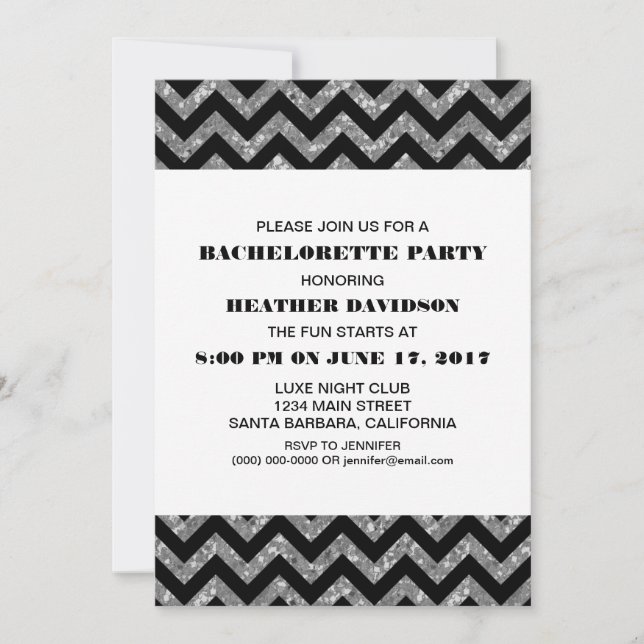 Invitación a la fiesta de Bachelorette, Purpurina  (Anverso)
